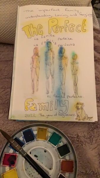 Drawing titled "The Perfect Family" by Richard Mangold, Original Artwork, Ink