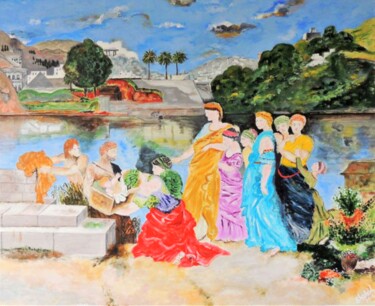 Painting titled "Finding of Moses" by Shahid Zuberi, Original Artwork, Acrylic