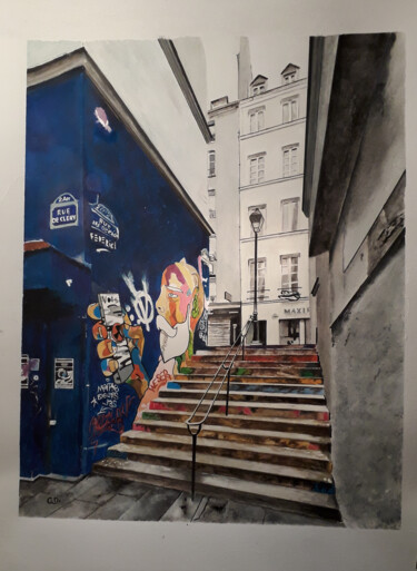 Painting titled "le marin de la rue…" by Catherine Digue - Turpin, Original Artwork, Gouache