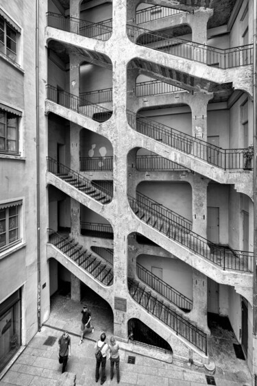 L'escalier monumental de la Cour des Voraces Lyon Photography titled "L'escalier monument…" by Alain Rappeneau, Original Artwork, Digital Photography