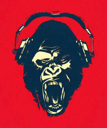 绘画 标题为“Ape Loves Music Wit…” 由Tony Rubino, 原创艺术品, 丙烯 安装在木质担架架上