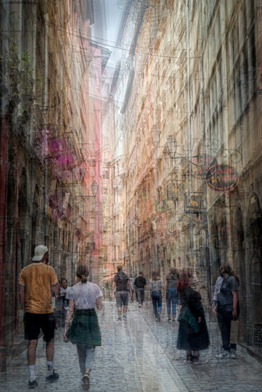 摄影 标题为“Rue du Boeuf, Lyon” 由Alain Rappeneau, 原创艺术品, 数码摄影 安装在铝上