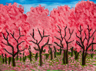 Crimson garden Painting titled "Crimson garden" by Irina Afonskaya, Original Artwork, Oil