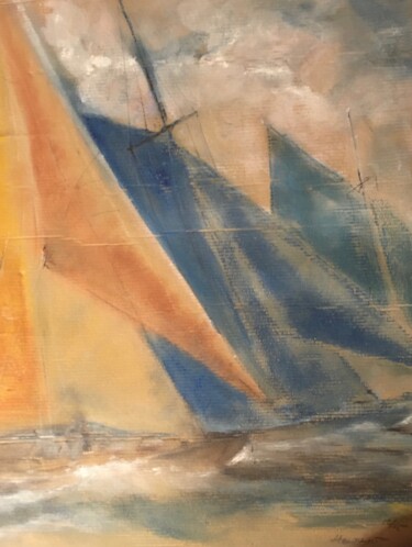 Voiles de Saint-Tropez départ de trois Fife 15JI Peinture intitulée "Voiles de Saint-Tro…" par Hénohut De Zhéry, Œuvre d'art originale, Pastel