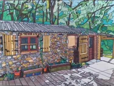 图画 标题为“Le cabanon” 由Cathy Scosceria, 原创艺术品, 标记