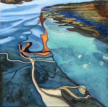 Painting titled "Coque bleue, bôme o…" by M'Do, Original Artwork, Acrylic