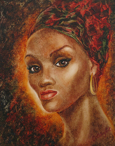 Woman Portrait Painting Black Woman Art African Painting Pintura titulada "Woman Portrait Pain…" por Tatiana Matveeva, Obra de arte original, Oleo Montado en Bastidor de camilla de…