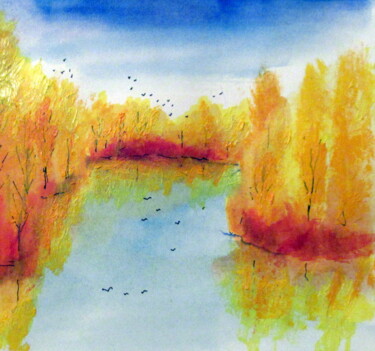 le reflet sur un lac Peinture intitulée "le reflet sur un lac" par Ludovic Catry, Œuvre d'art originale, Acrylique