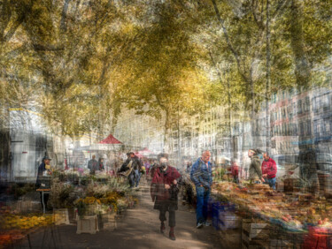 摄影 标题为“Marché sur les Quai…” 由Alain Rappeneau, 原创艺术品, 数码摄影 安装在铝上