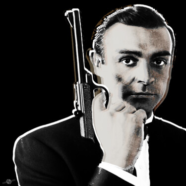Sean Connery James Bond Square 绘画 标题为“Sean Connery James…” 由Tony Rubino, 原创艺术品, 丙烯 安装在木质担架架上