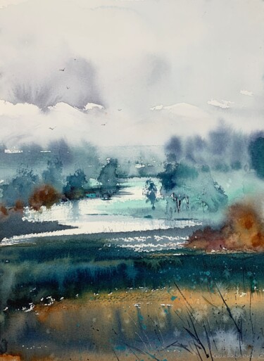 绘画 标题为“Mountain river #13” 由Eugenia Gorbacheva, 原创艺术品, 水彩