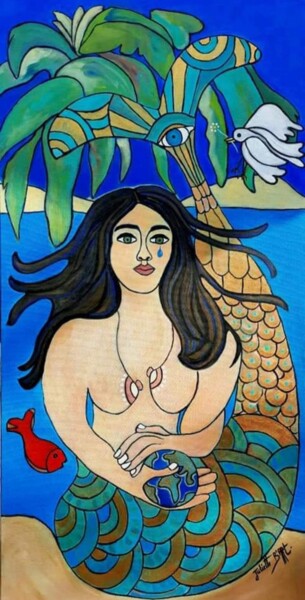 绘画 标题为“La sirènes et la te…” 由Juliette B'Art, 原创艺术品, 丙烯