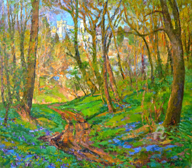 The road to the castle between the hills Painting titled "The road to the cas…" by Aleksandr Dubrovskyy, Original Artwork, Oil Mounted on Wood Stretcher frame
