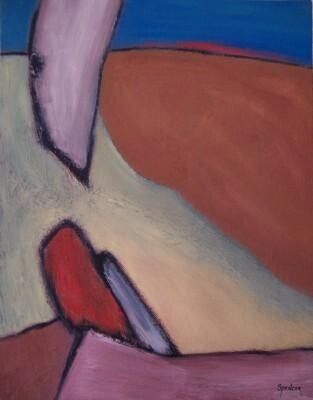 Painting titled "Day Moon" by Scott Spencer, Original Artwork, Oil Mounted on Wood Stretcher frame