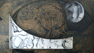 Glimpse (Veiled Surface, Iteration 3) 图画 标题为“Glimpse (Veiled Sur…” 由Kristopher Lionel, 原创艺术品, 木炭 安装在木板上