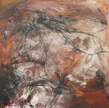 绘画 标题为“Horses C122” 由Artem Usá, 原创艺术品, 丙烯
