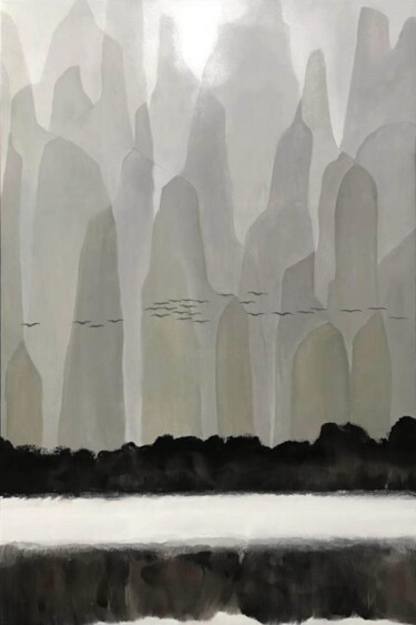 Painting titled "Thru mountain 001D" by Yakir Zendo, Original Artwork, Oil