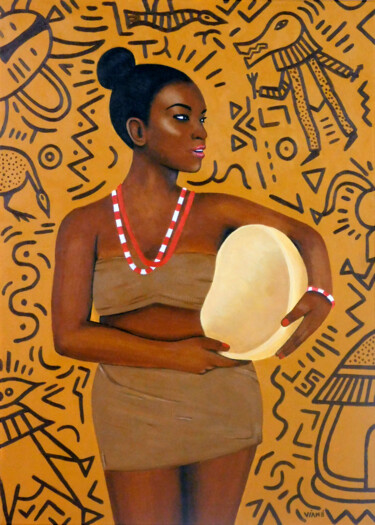 Painting titled "Haring a Korhogo (M…" by Viané, Original Artwork, Acrylic