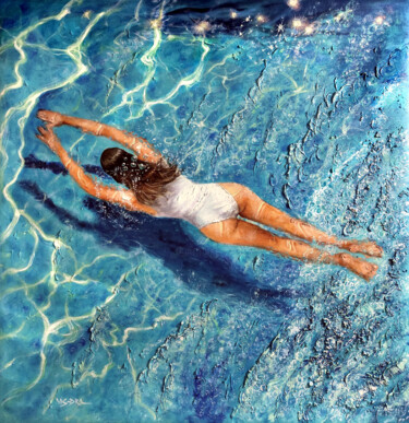绘画 标题为“Girl swimming61” 由Vishalandra Dakur, 原创艺术品, 油
