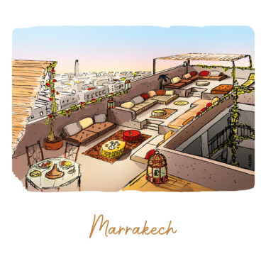 图画 标题为“KARI KRO - Marrakec…” 由Pascal Carro (ORAK), 原创艺术品, 标记