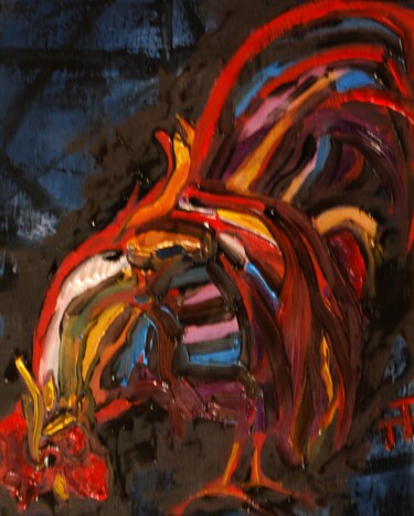 Painting titled "petit ver je t'aura…" by Thierry Faure, Original Artwork, Oil