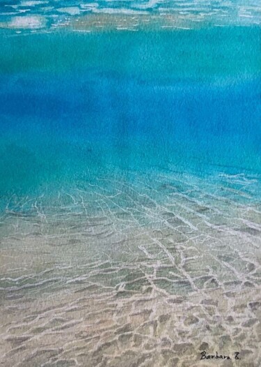 Malerei mit dem Titel "Abstraction Marine" von Barbara B., Original-Kunstwerk, Aquarell Auf Karton montiert