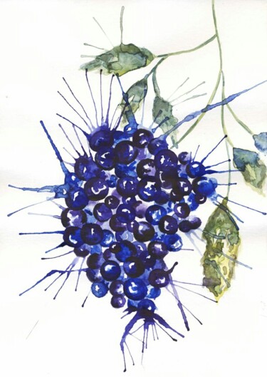 Boum de raisin│Peinture botanique lumineuse Картина под названием "Boum de raisin│Pein…" - Elizaveta Pastushchak, Подлинное произведение искусства, Акварель