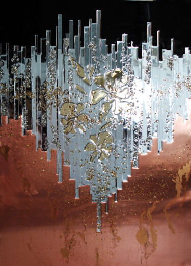 Sparkling illusion with gold, copper and mirror mosaic. 绘画 标题为“Sparkling illusion…” 由Julia Crystal, 原创艺术品, 丙烯 安装在木质担架架上