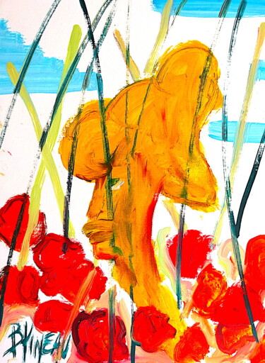 Schilderij getiteld "P042H32 Champignons…" door Bernard Pineau, Origineel Kunstwerk, Olie