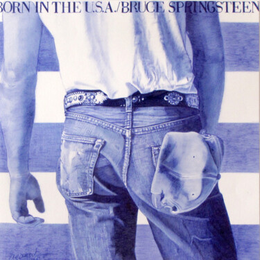 图画 标题为“Bruce Springsteen” 由Ananou, 原创艺术品, 圆珠笔