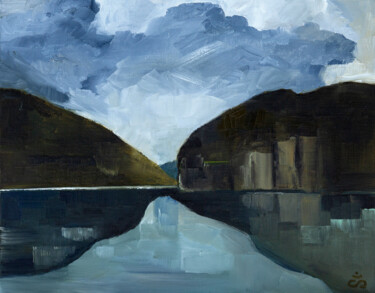 제목이 "The Alpsee"인 미술작품 Svetlana Lebedeva로, 원작, 기름 판지에 장착됨