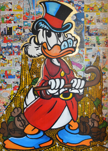 I wanna be a Billionaire - Uncle Scrooge 绘画 标题为“I wanna be a Billio…” 由Antonella Castrovillari, 原创艺术品, 丙烯 安装在木质担架架上