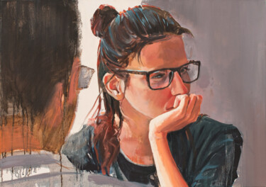 Painting titled "Disconnect" by Daniil Mikhailov, Original Artwork, Oil Mounted on Wood Stretcher frame