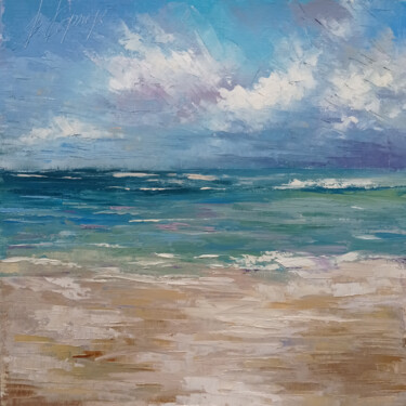 Landscape with the sea minimalism Peinture intitulée "Landscape with the…" par Viktoriia Kerner, Œuvre d'art originale, Huile