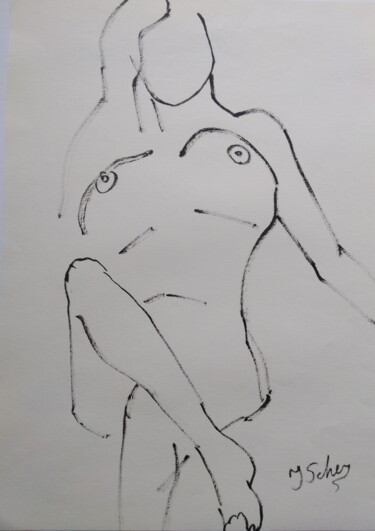Zeichnungen mit dem Titel "Akt 7" von Jana Scherer, Original-Kunstwerk, Tinte