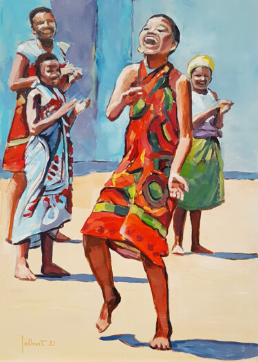 绘画 标题为“Danse africaine” 由Philippe Jollivet, 原创艺术品, 丙烯