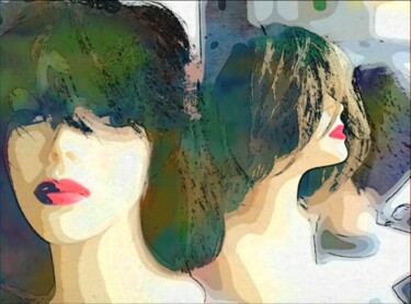 Arts numériques intitulée "Aquar elles" par Emma Laflute, Œuvre d'art originale, Peinture numérique