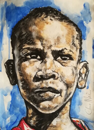 "Content" Drawing titled ""Content"" by Clement Mohale, Original Artwork, Acrylic