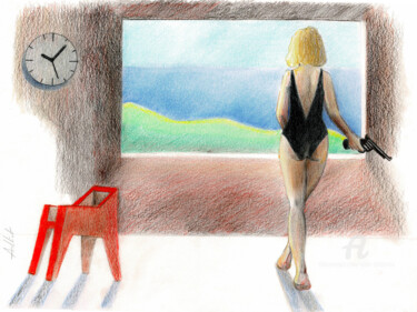 Kill Bill again Dibujo titulada "Kill Bill again" por Alliet-Delacroix, Obra de arte original, Lápiz Montado en Cartulina