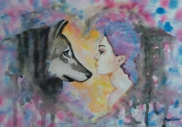 Dessin intitulée "NEVER WITHOUT ANIMA…" par Ayşe Keleş, Œuvre d'art originale, Aquarelle
