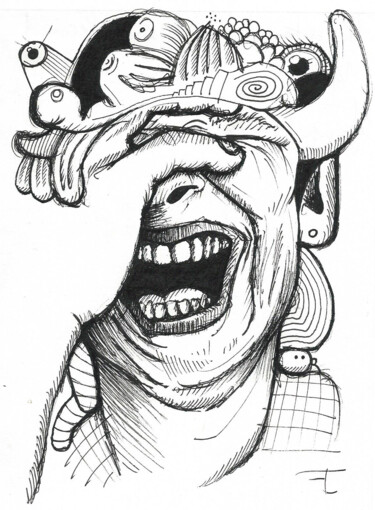 Drawing titled "Indestructible, le…" by Flavien Couche, Original Artwork, Ink
