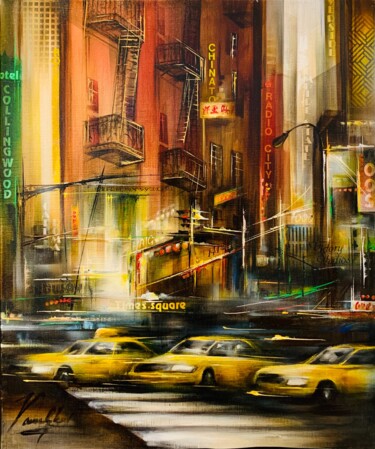 Ζωγραφική με τίτλο "Un soir à New York" από Raymond Poulet, Αυθεντικά έργα τέχνης, Λάδι