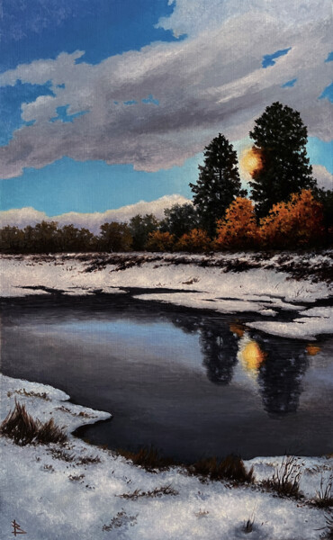 Early snow Painting titled "Early snow" by Oleg Baulin, Original Artwork, Oil