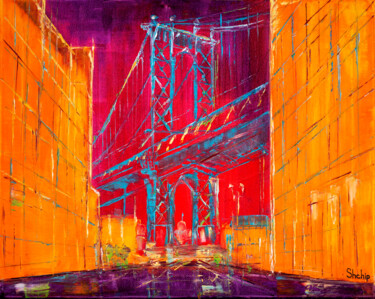 Manhattan Bridge. New York City Painting titled "Manhattan Bridge. N…" by Natalia Shchipakina, Original Artwork, Oil