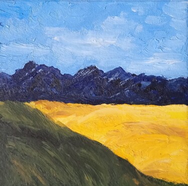 Grassy field with wildflowers Peinture intitulée "Grassy field with w…" par Tatyana Zarembovskaya, Œuvre d'art originale, Huile