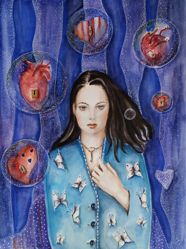 QUESTA È LA CHIAVE DEL MIO CUORE Pintura intitulada "QUESTA È LA CHIAVE…" por Vittoriana Mascheroni, Obras de arte originais, Aquarela