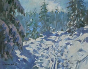 Painting titled "Il a neigé dans les…" by Christian Arnould, Original Artwork, Oil