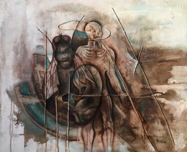 La réincarnation en mouche - surréalisme - art contemporain Peinture intitulée "La réincarnation en…" par Eric Leroy (Rico), Œuvre d'art originale, Acrylique Monté sur Châssis en bois