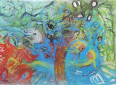 Peinture intitulée "Le chant des fées" par Laurence Bonnet, Œuvre d'art originale, Pastel