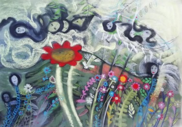 Peinture intitulée "Balade imaginaire" par Laurence Bonnet, Œuvre d'art originale, Pastel